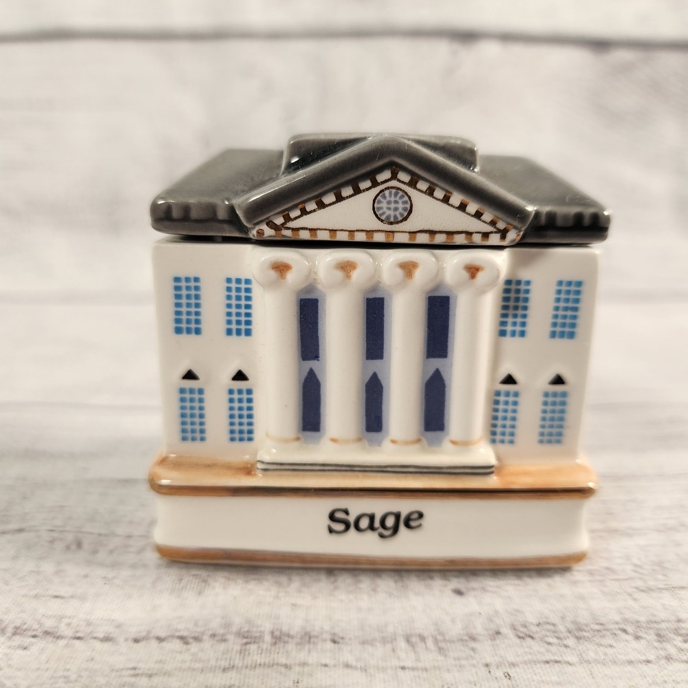 Danbury Mint 1990 White House Sage Spice Jar Spices of the World Porcelain